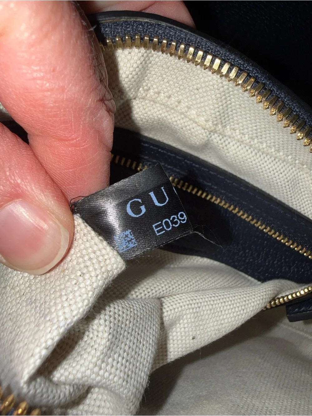 Gucci Navy Leather Crossbody with Red Stripe and Green Strap